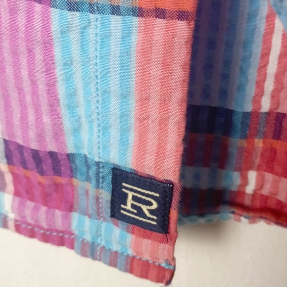 Rye by Hawker Rye Seersucker Plaid Button Front Short Sleeve size XL - Picture 6 of 11